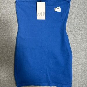 Zara Blue Mini Dress strapless NWT Small